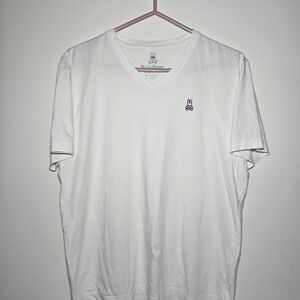 Psycho Bunny Classic White V-Neck Tee Mens Small
